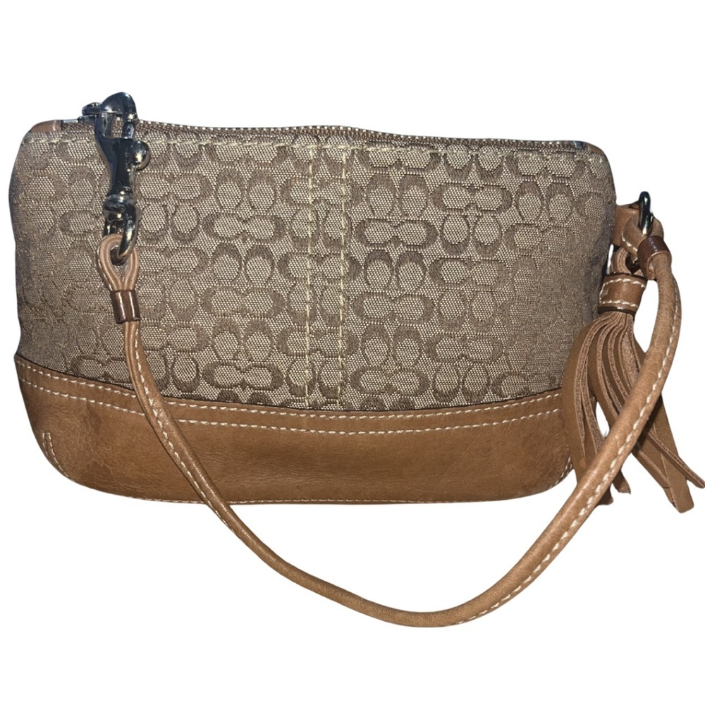 Vintage Coach Signature C Monogram Wristlet – Brown/Tan